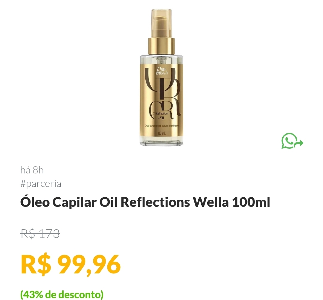 Óleo Capilar Oil Reflections Wella 100ml
